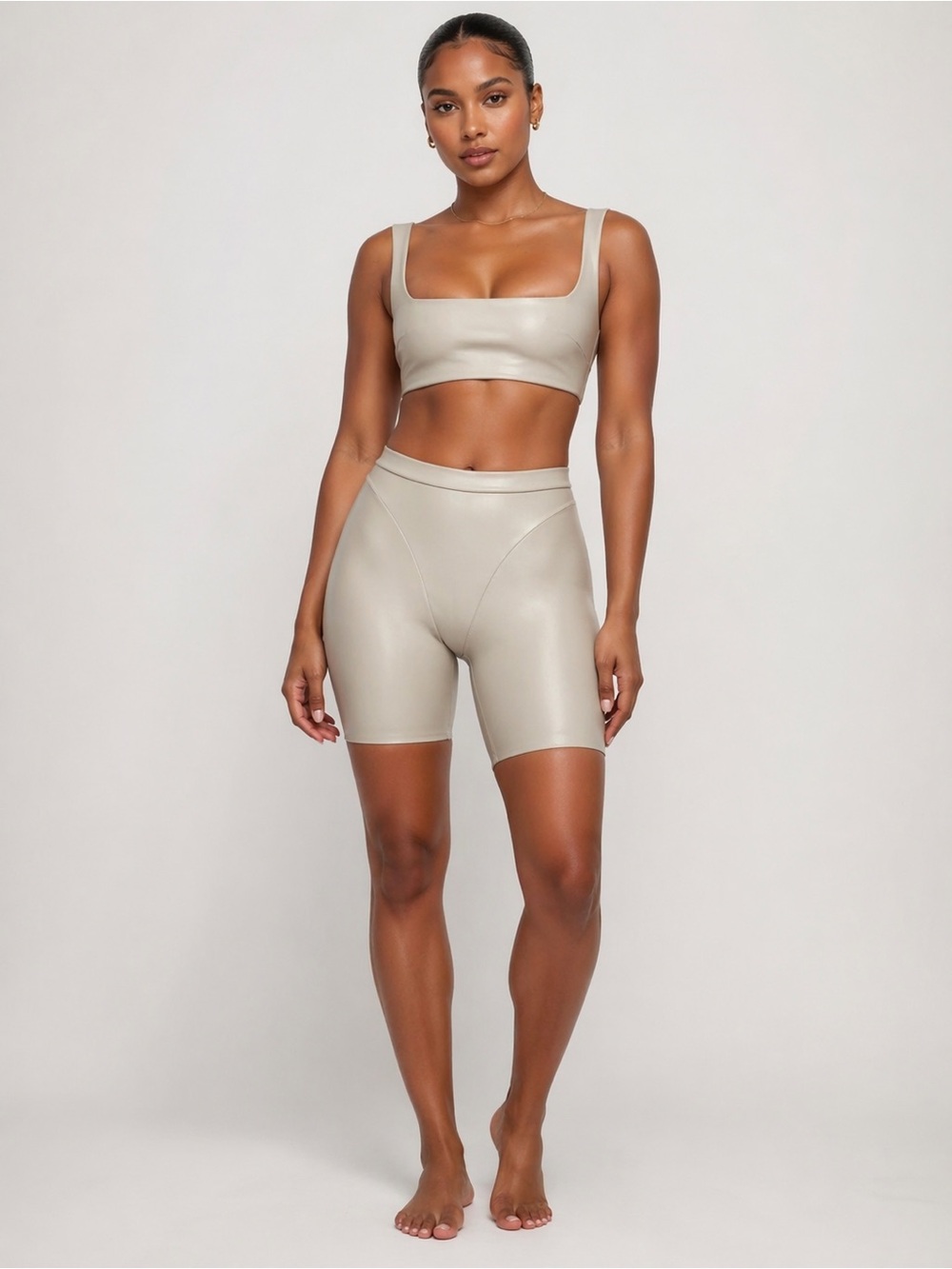 SKIMS Faux Leather Bike Shorts High Waist Sculpt 3X NWT Clay